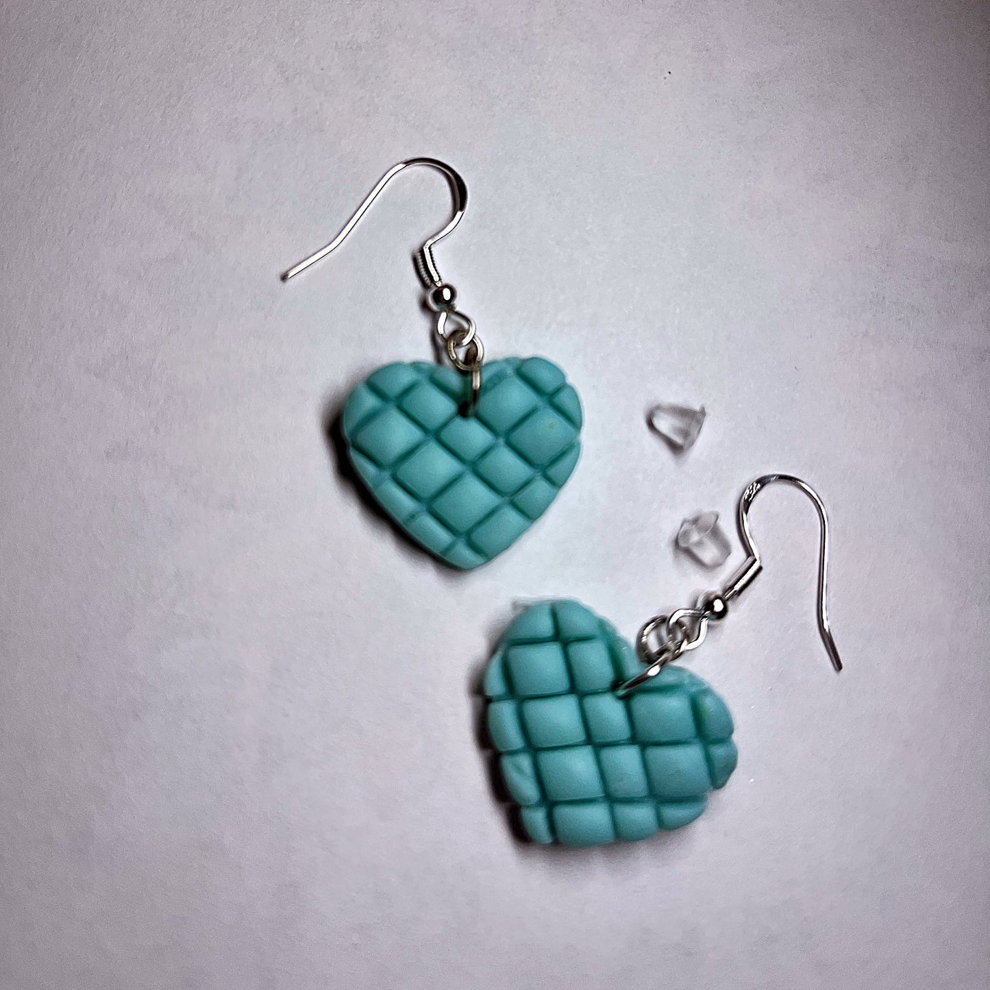 Clay Puffy Squared Heart With Hoops