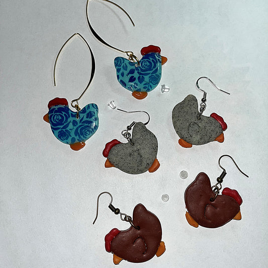 Chicken Clay Earrings