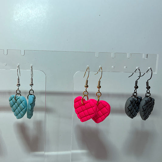 Clay Puffy Squared Heart With Hoops