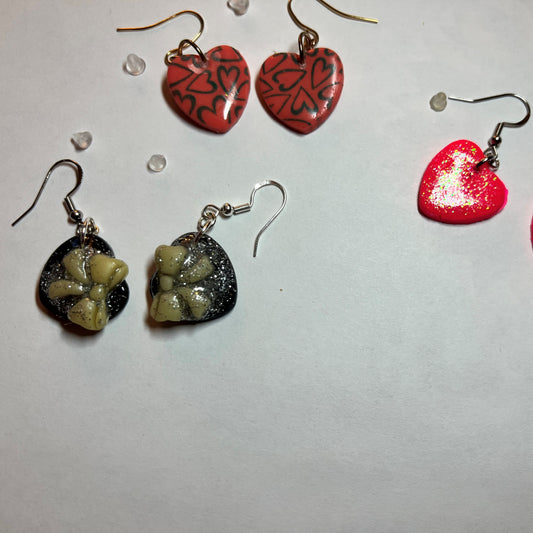 Heart Clay Dangle Earrings