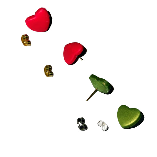 Clay Heart Stud Earrings
