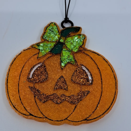 Pumpkin Face With A Bow Freshie